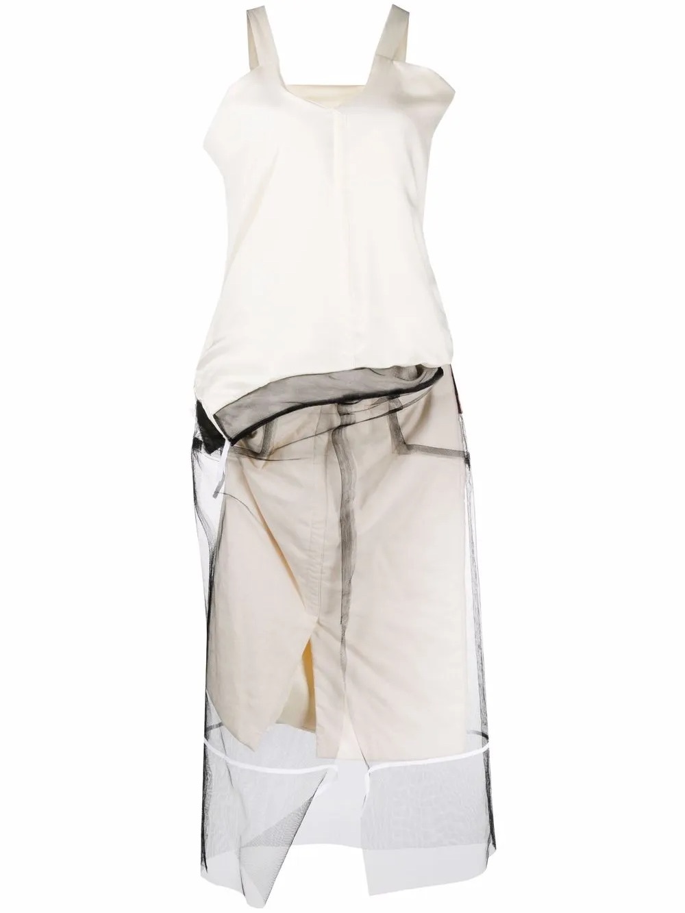Maison Martin Margiela Ivory and Black Layered Midi Dress - Picture 2 of 4